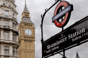 wesminster london, london underground sign